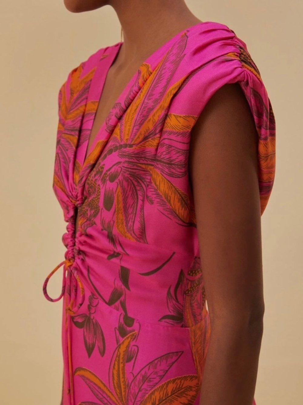 Farm Rio Pink Beach Forest Cutout Maxi Dress XS NWOT - Picture 2 of 11
